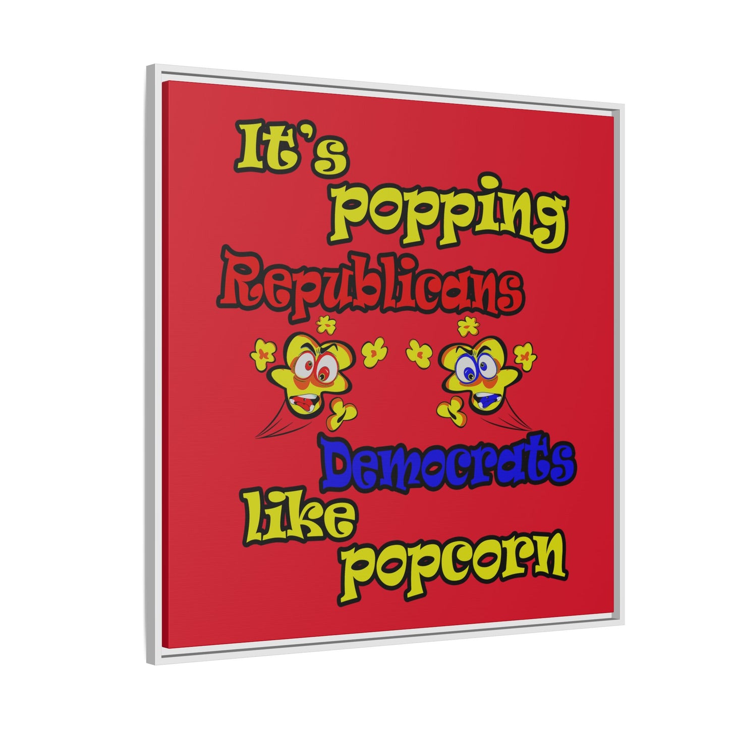 popping like popcorn - framed canvas art (dark red)