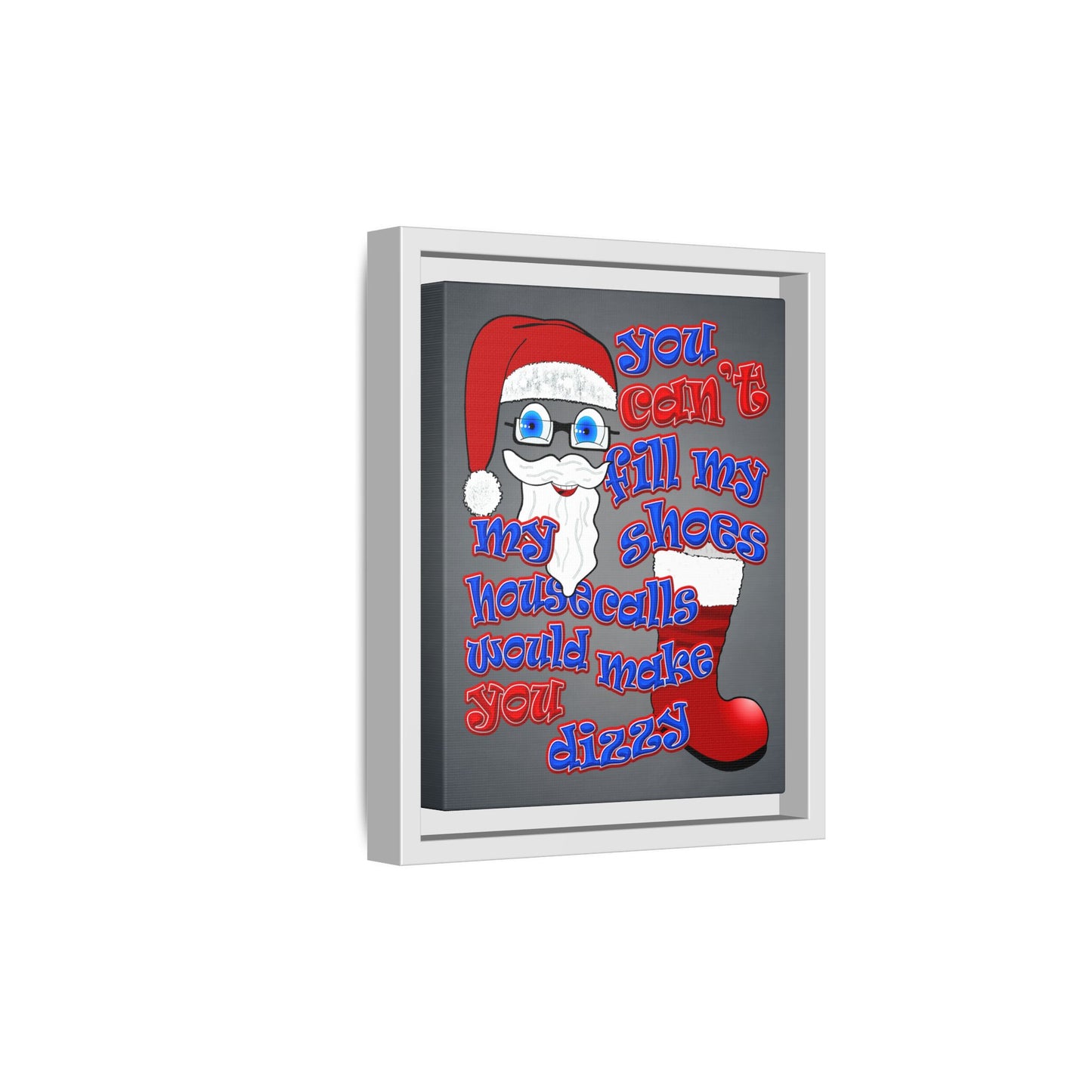 santa's shoes - framed canvas art (grey-light grey)