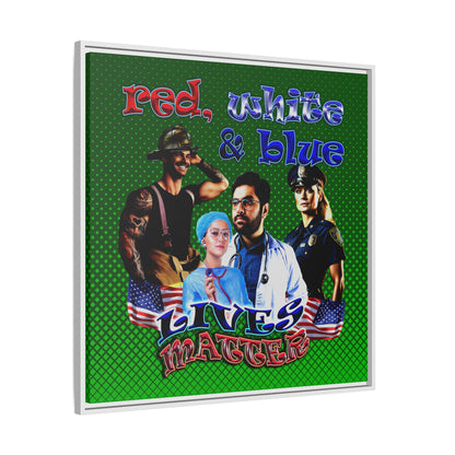 rw&b lives matter - framed canvas art (logo green)