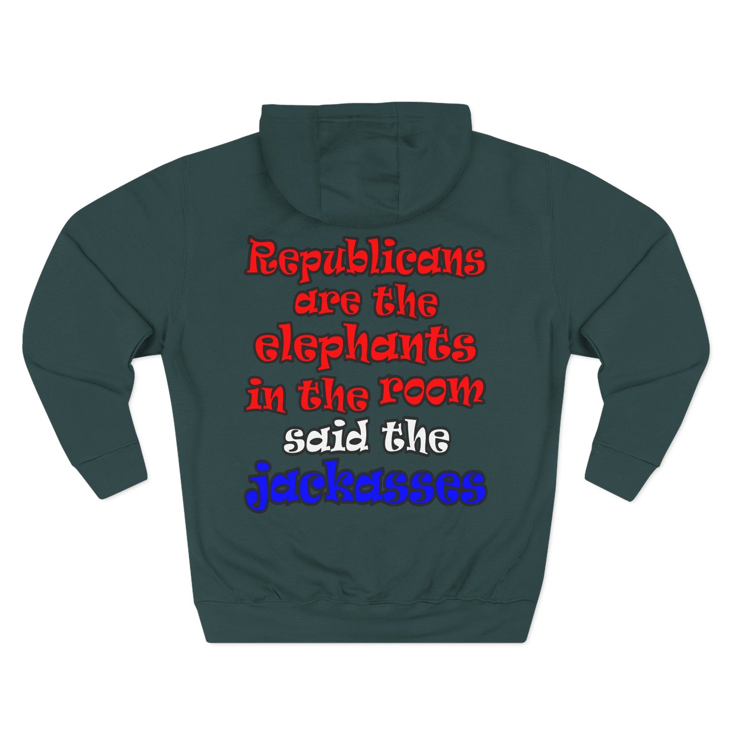 donkeys and elephants - Three-Panel Fleece Hoodie