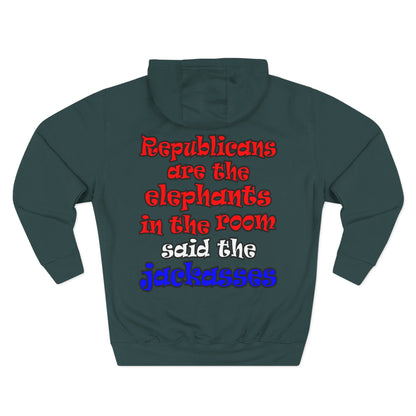 donkeys and elephants - Three-Panel Fleece Hoodie