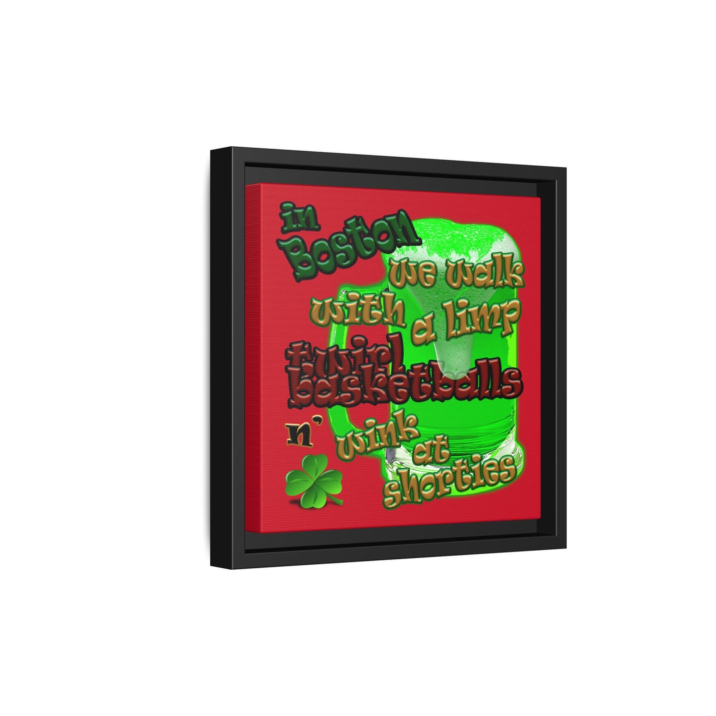 celtics logo - framed canvas art (dark red)