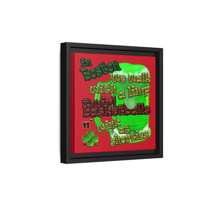 celtics logo - framed canvas art (dark red)