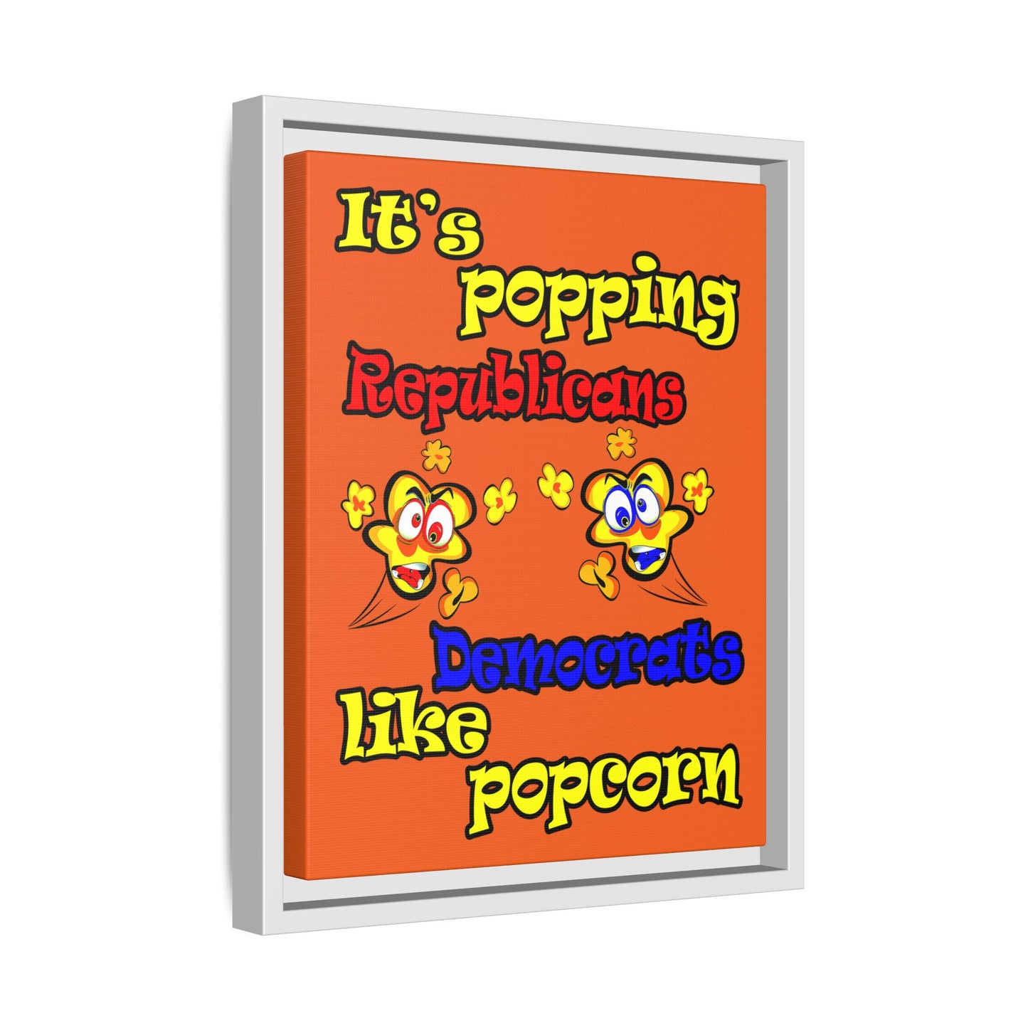 popping like popcorn - framed canvas art (orange)