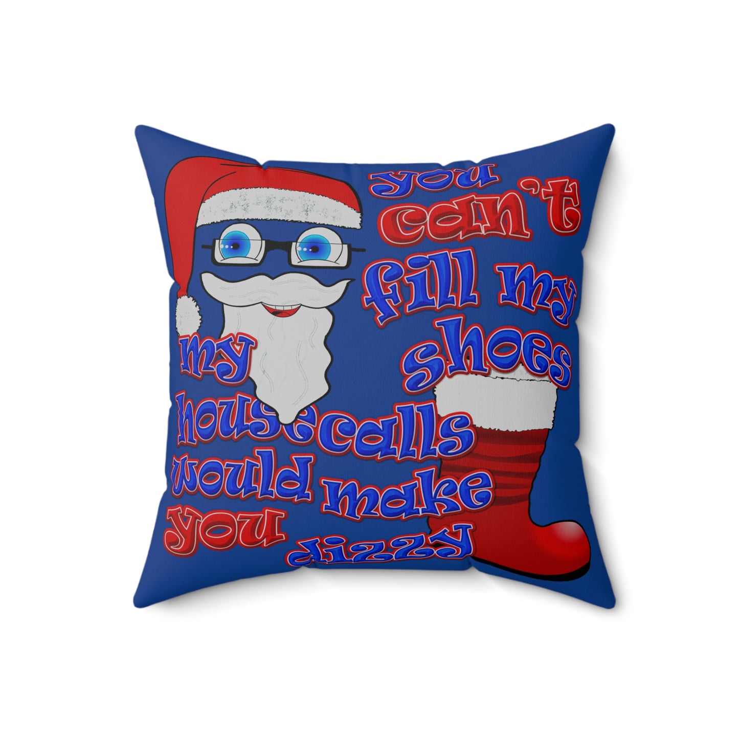 santa's shoes - Spun Polyester Square Pillow - (dark blue)