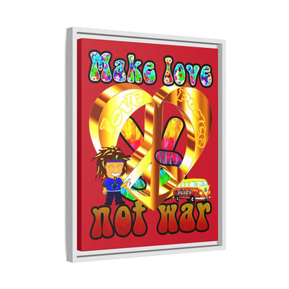 love peace - framed canvas art (dark red)