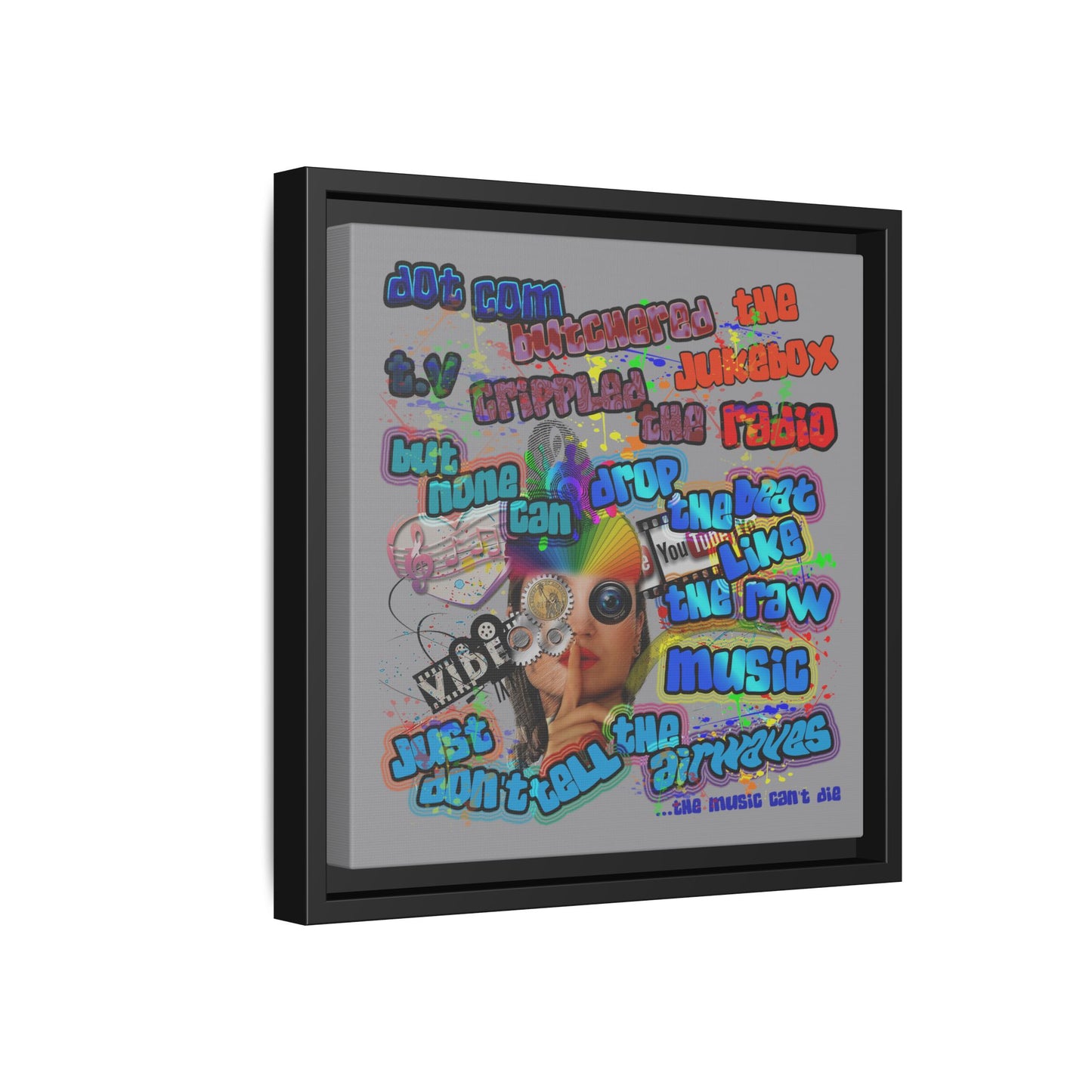 drop the beat - framed canvas art (grey)