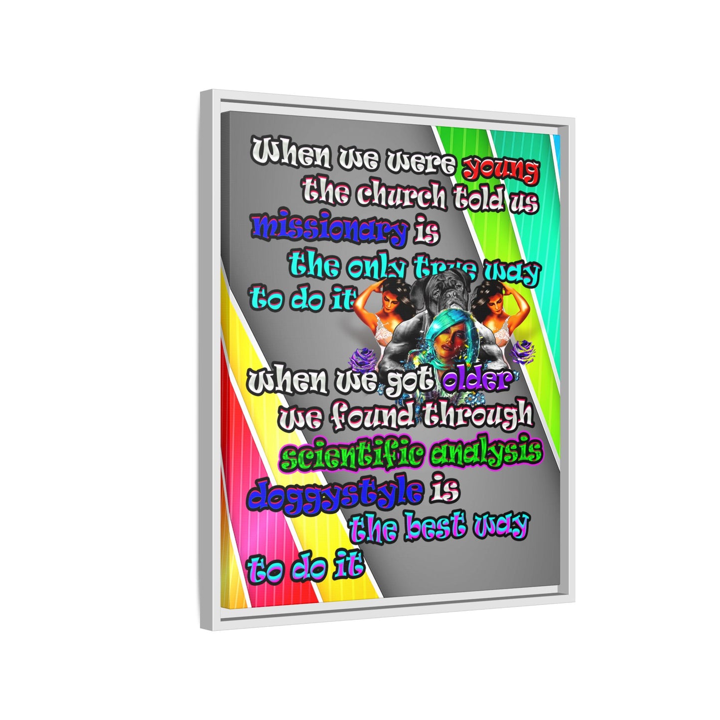 doggystyle - framed canvas art (rainbow split)