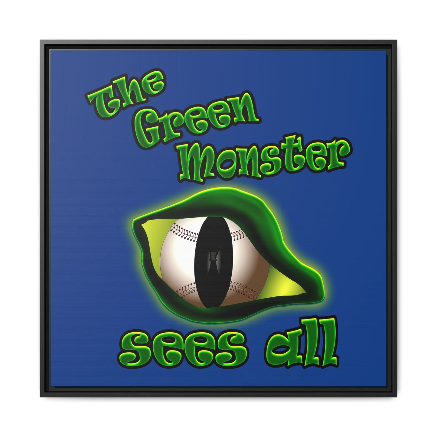 green monster - framed canvas art (dark blue)