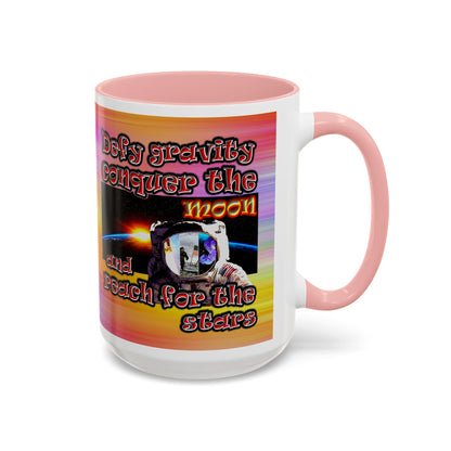 defy conquer reach - Accent Mug (color blur)
