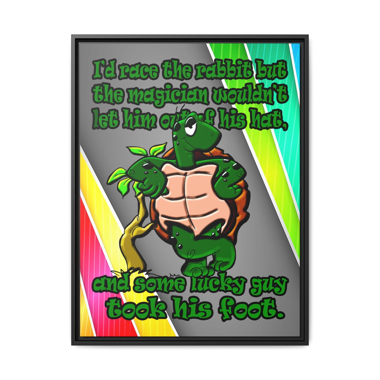 turtle race - framed canvas art (rainbow split)