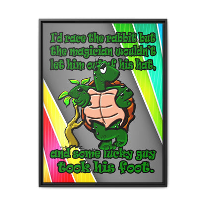 turtle race - framed canvas art (rainbow split)