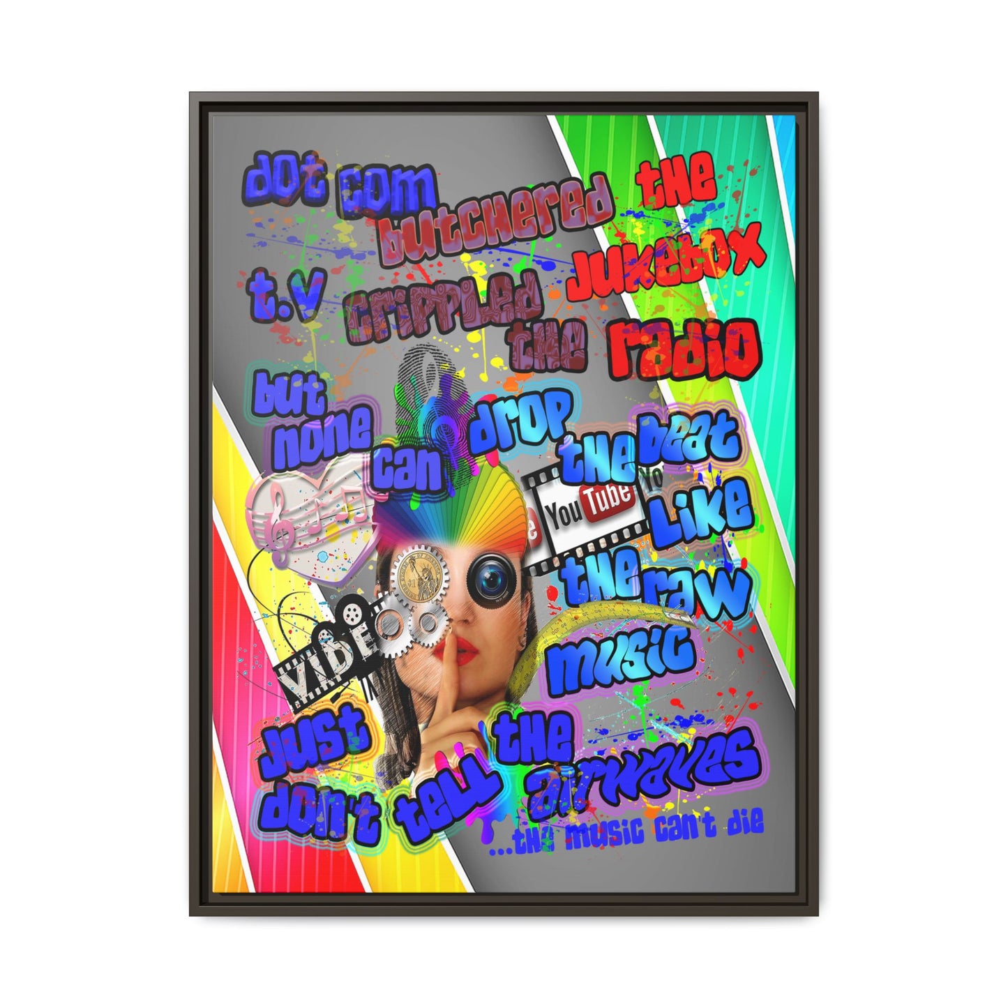 drop the beat - framed canvas art (rainbow split)