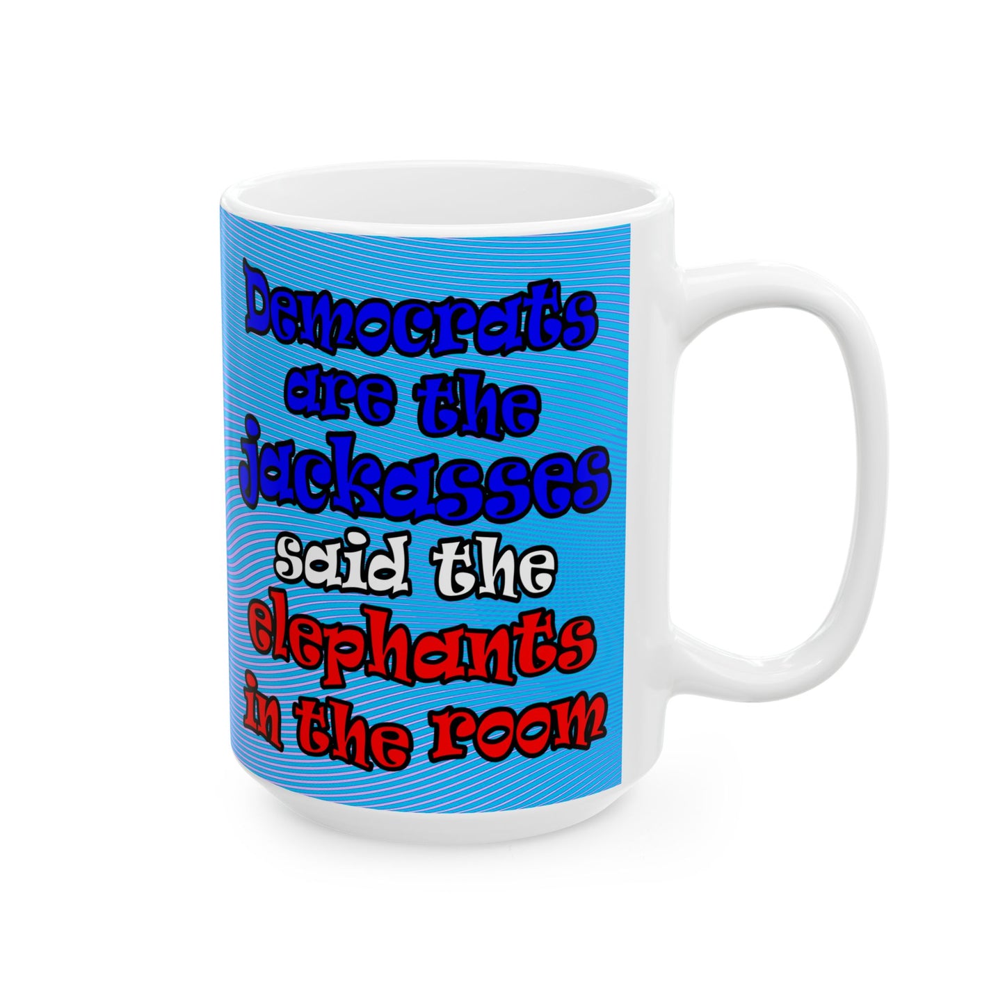 donkeys and elephants - White Mug (light blue-purple wave)