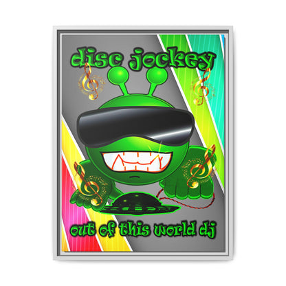 disc jockey - framed canvas art (rainbow split)
