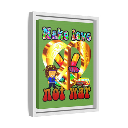 love peace - framed canvas art (green)