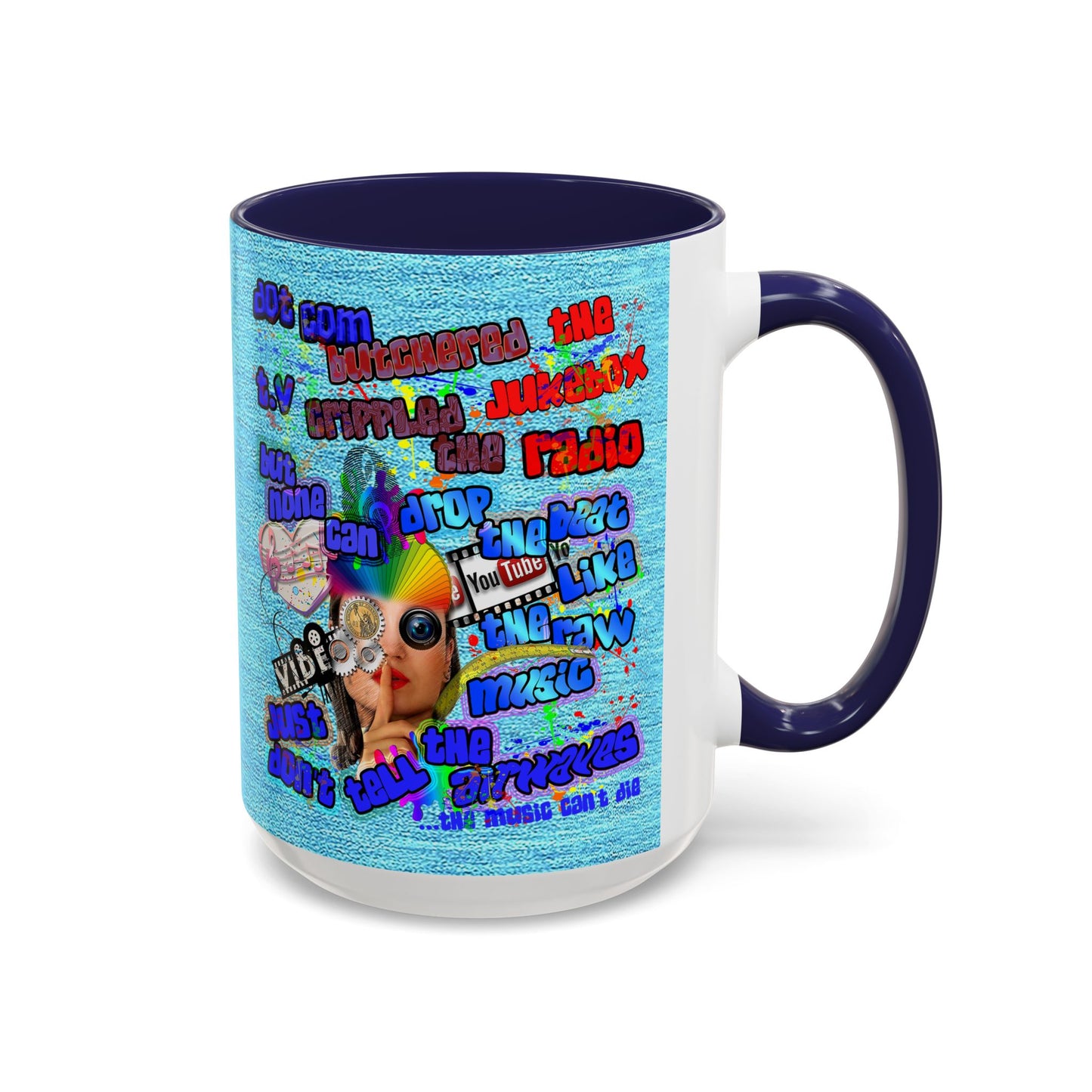 drop the beat - Accent Mug (faded blue)
