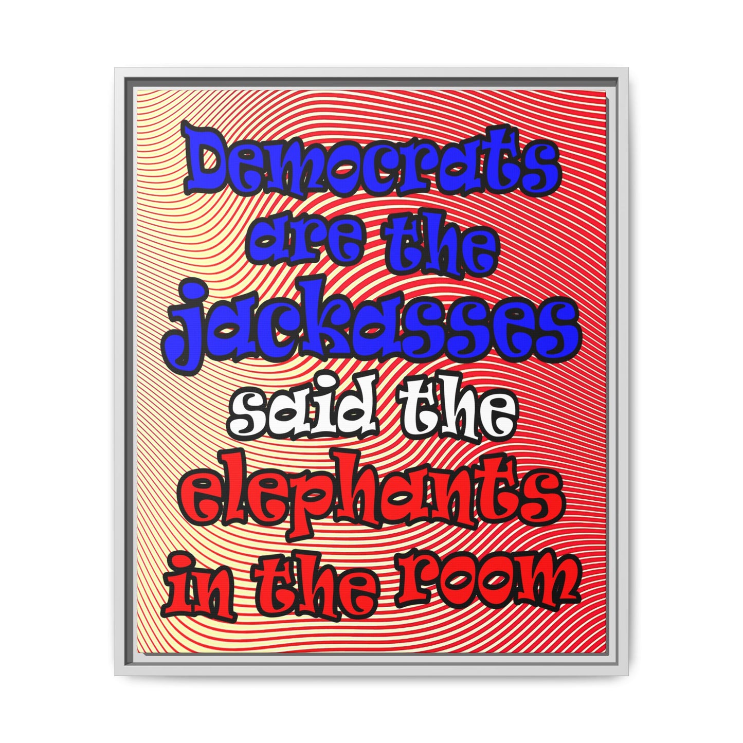 donkeys and elephants - framed canvas art (yellow-orange wave)