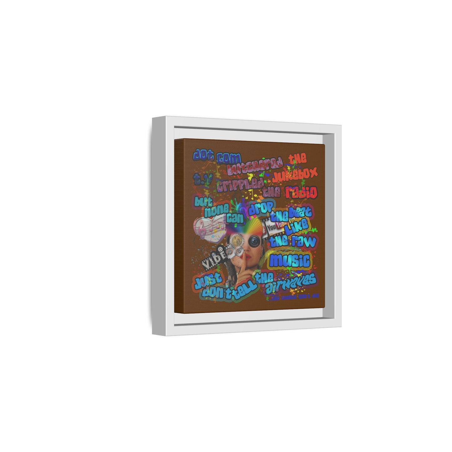 drop the beat - framed canvas art (brown)