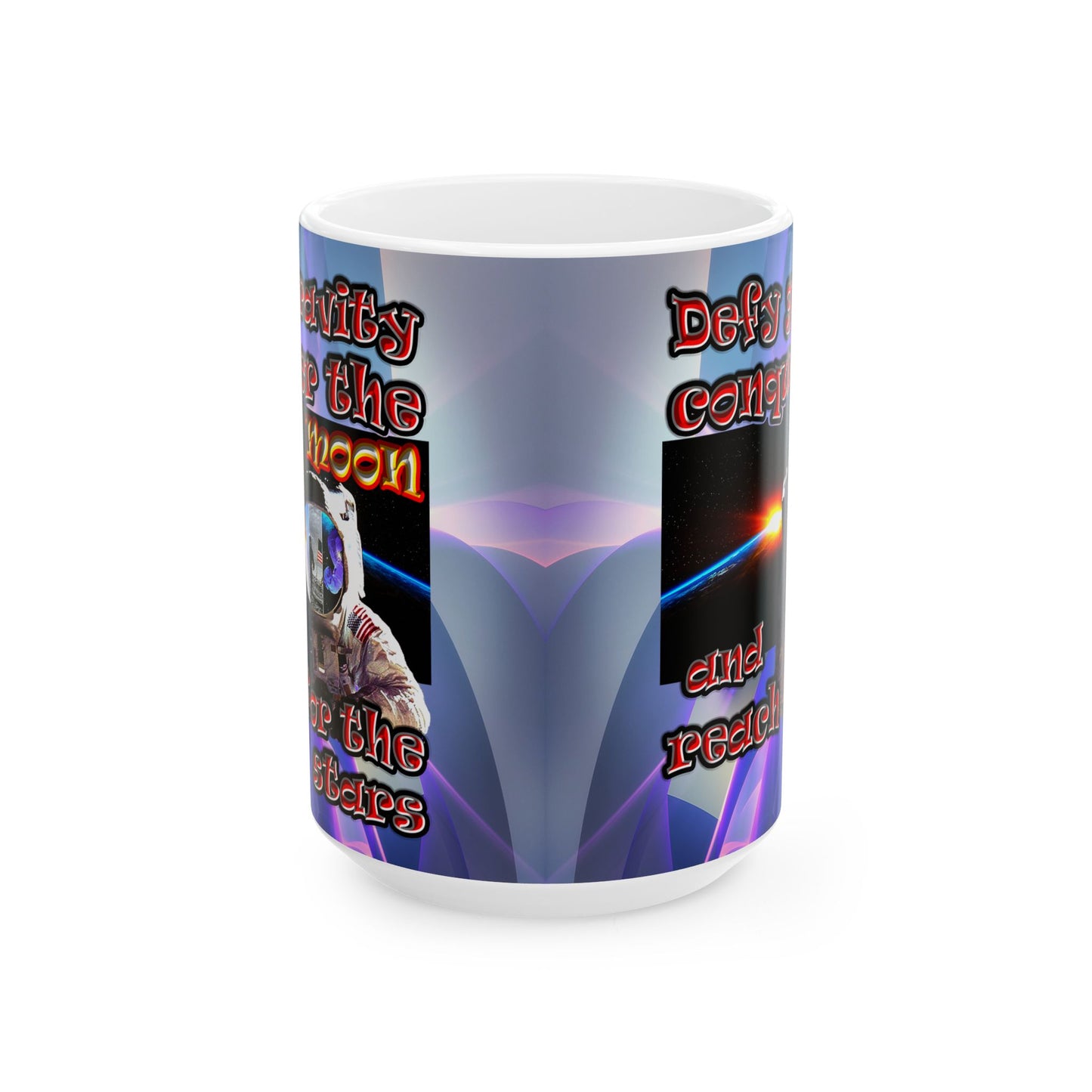 defy conquer reach - White Mug (grey-pink wave)