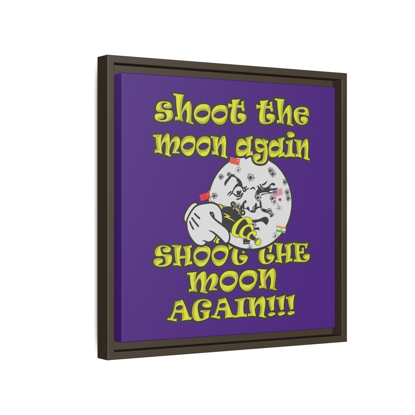 shoot the moon again - framed canvas art (purple)