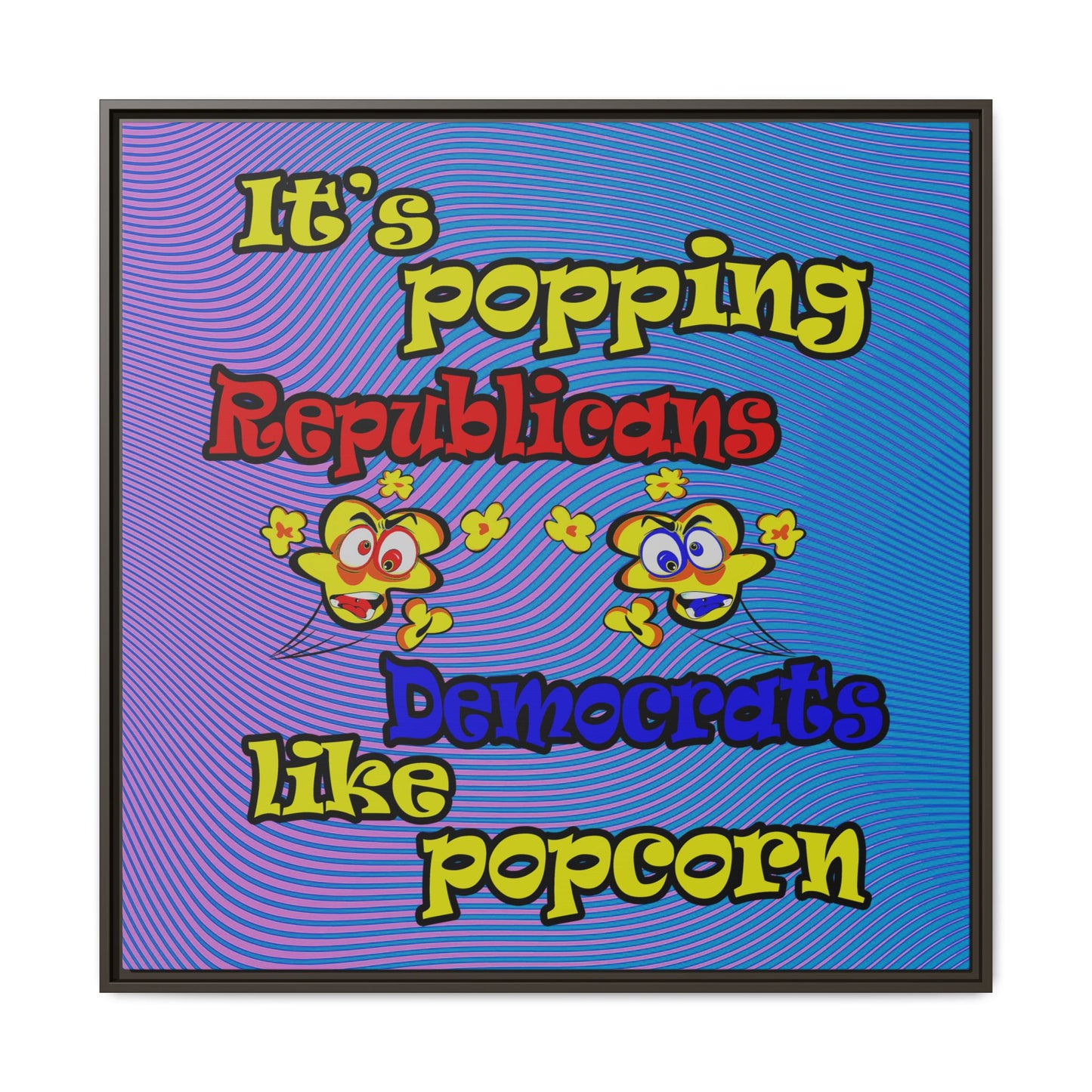 popping like popcorn - framed canvas art (light blue-purple wave)