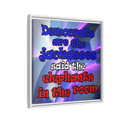 donkeys and elephants - framed canvas art (grey-pink wave)