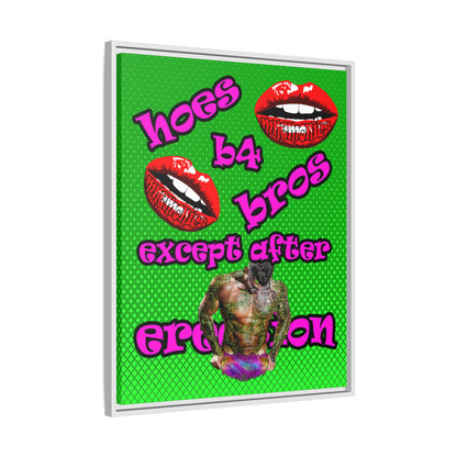 hoes b4 bros - framed canvas art (logo green)