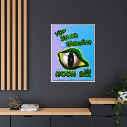 green monster - framed canvas art (light blue-purple wave)