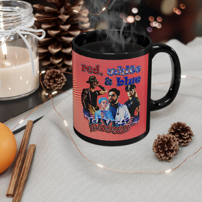 rw&b lives matter - Black Mug (yellow-orange wave)