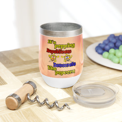 popping like popcorn - Chill Wine Tumbler (yellow-orange wave)