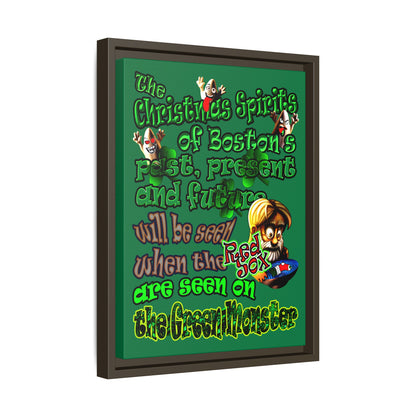 christmas spirits of boston - framed canvas art (dark green)