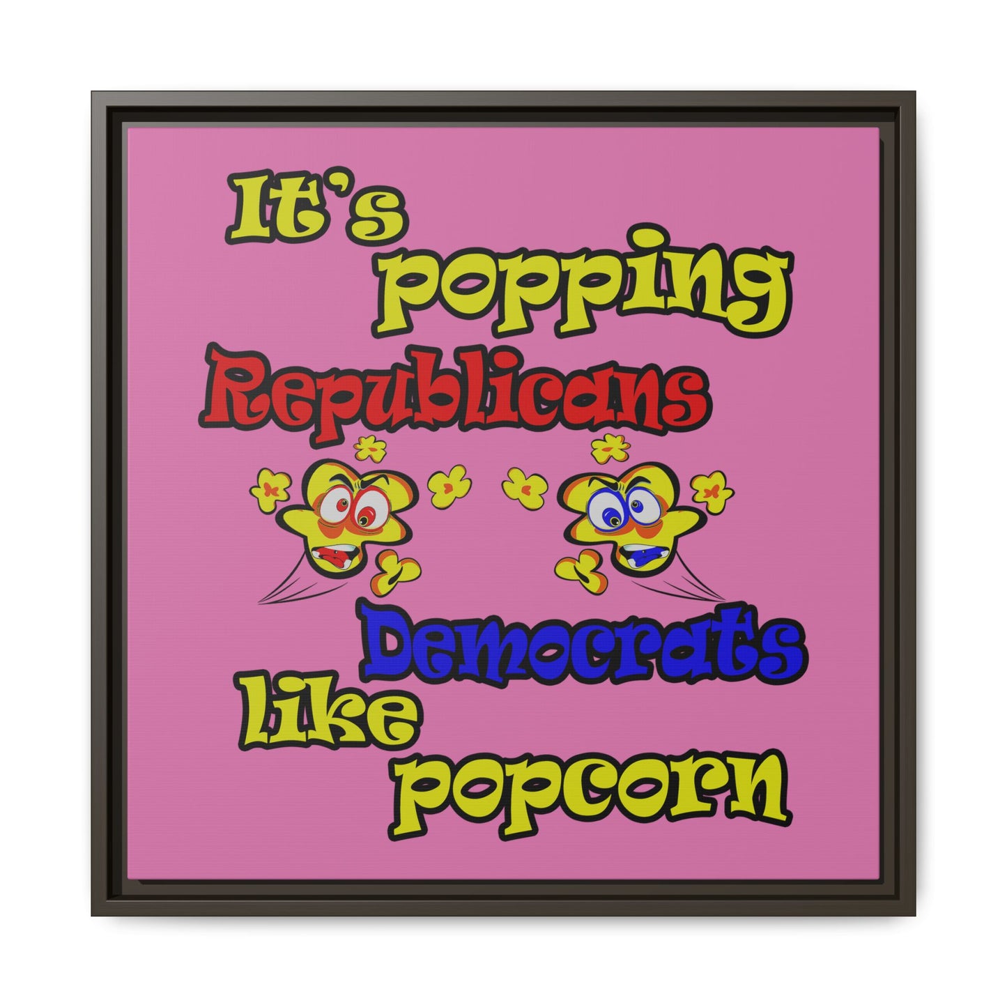popping like popcorn - framed canvas art (light pink)