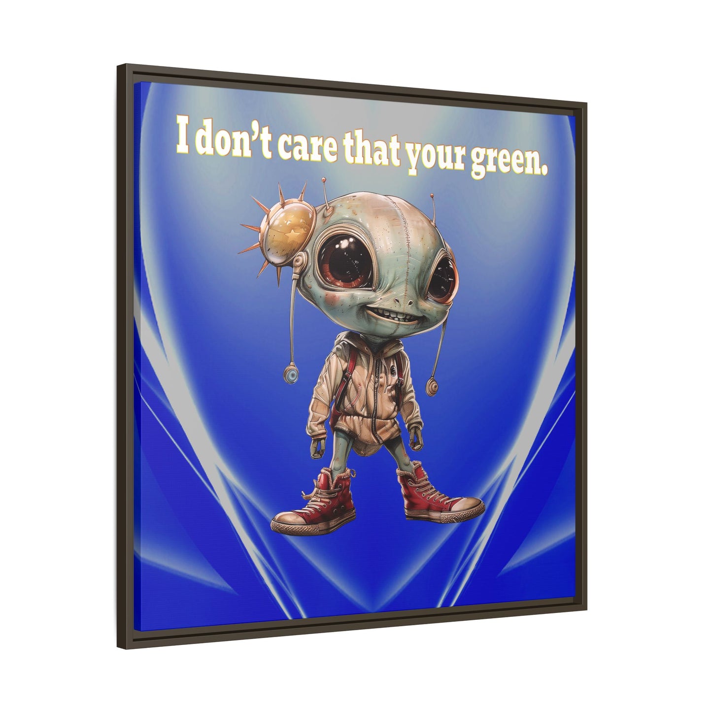 I don't care that your green - framed canvas art (blue-white wave)