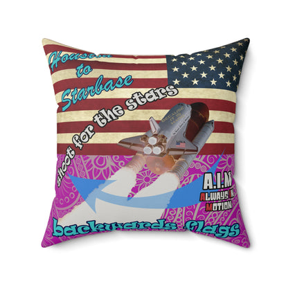 shoot for the stars - Faux Suede Square Pillow - (pink swirl)