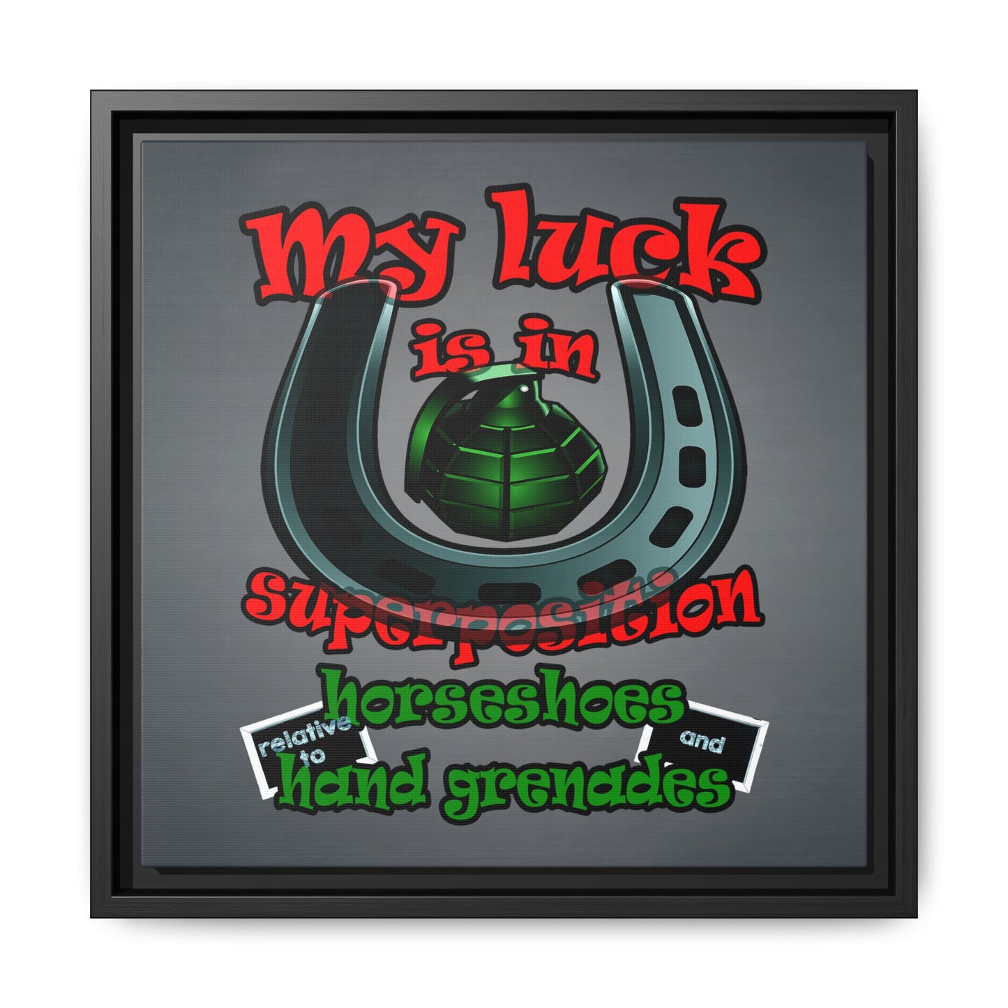 my luck - framed canvas art (grey-light grey)