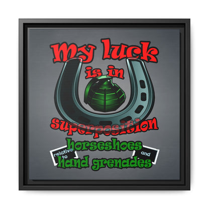 my luck - framed canvas art (grey-light grey)