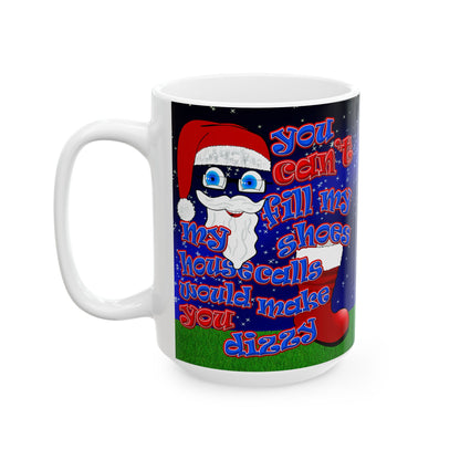 santa's shoes - White Mug ('snoops' background)