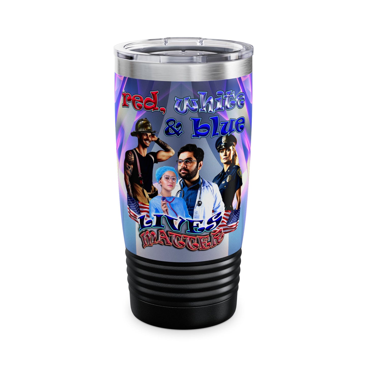 rw&b lives matter - Ringneck Tumbler, 20oz (grey-pink wave)