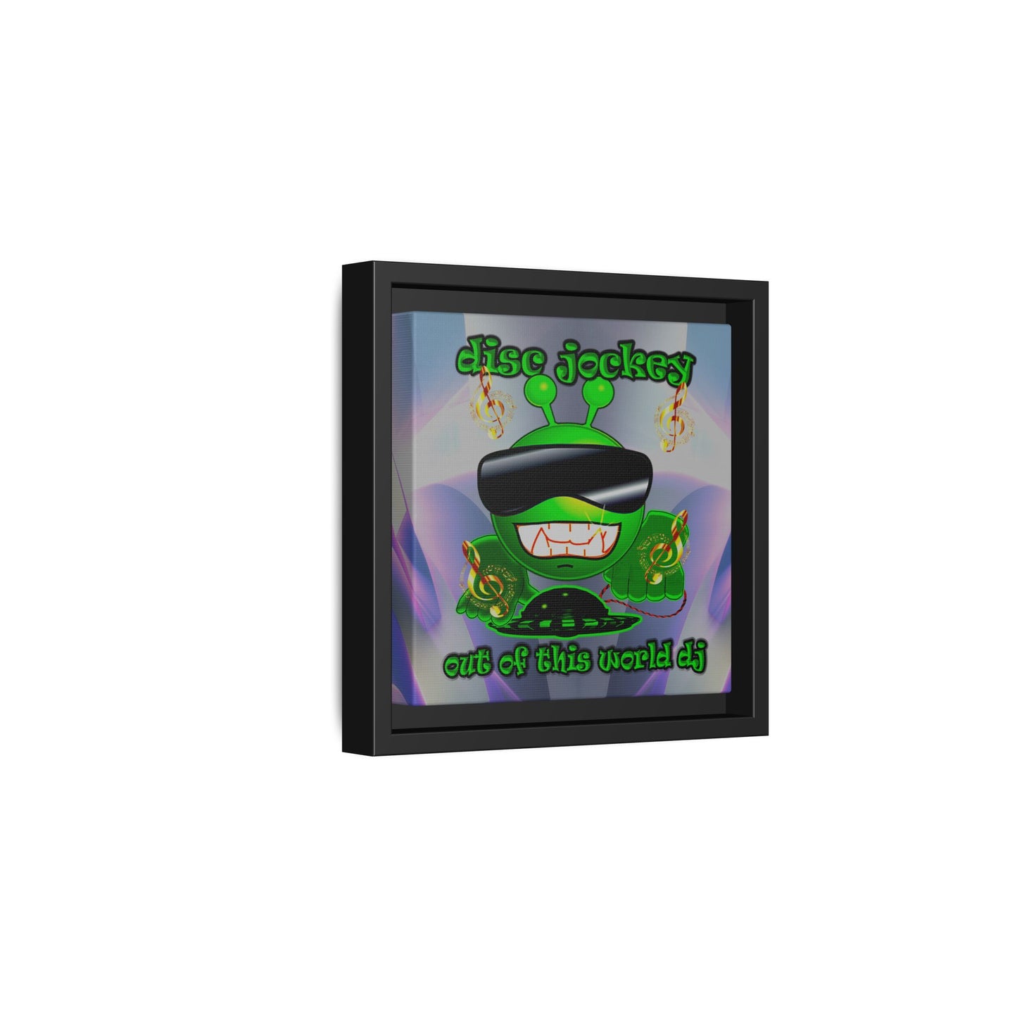 disc jockey - framed canvas art (grey-pink wave)
