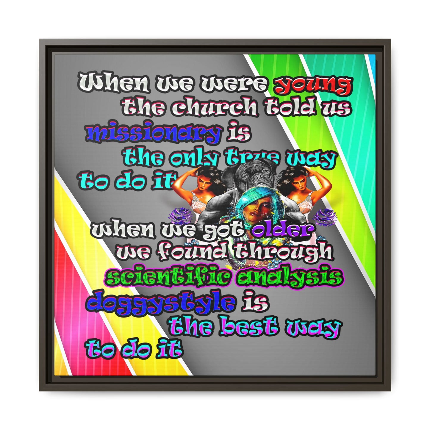 doggystyle - framed canvas art (rainbow split)