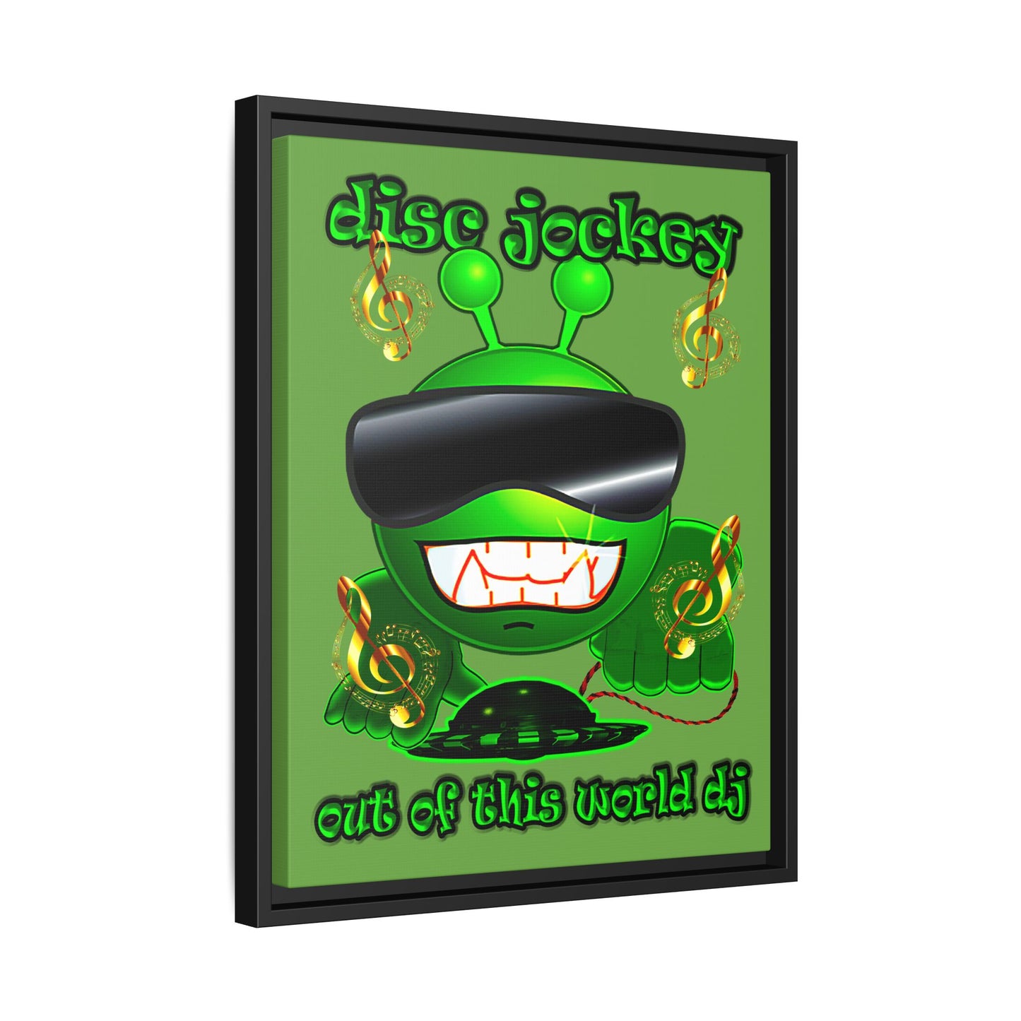 disc jockey - framed canvas art (green)