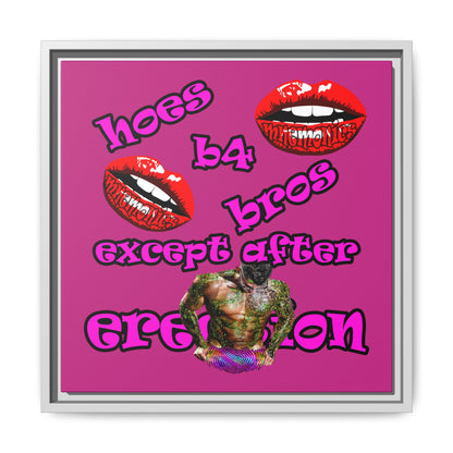 hoes b4 bros - framed canvas art (pink)