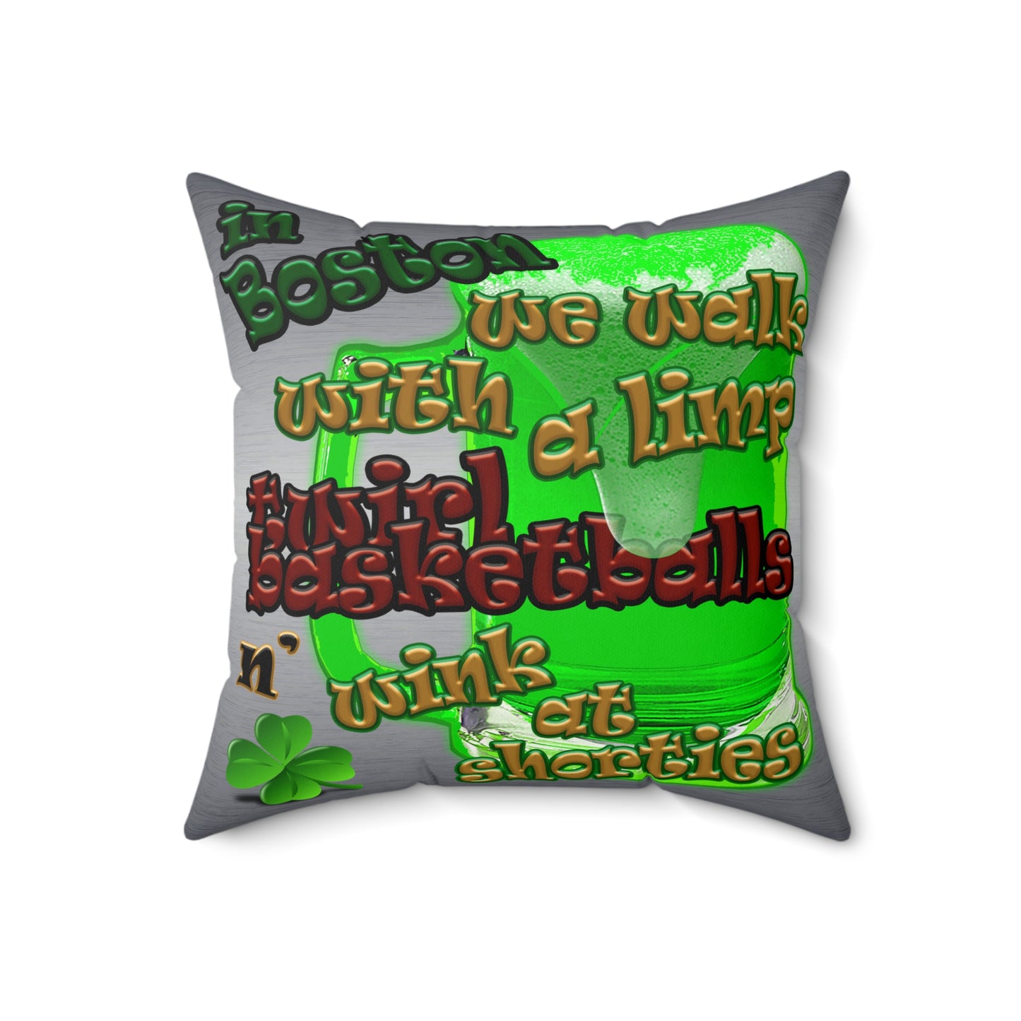 celtics logo - Faux Suede Square Pillow - (brushed nickel)