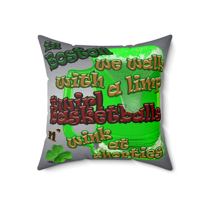 celtics logo - Faux Suede Square Pillow - (brushed nickel)