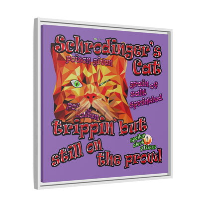 schrodinger's cat - framed canvas art (light purple)
