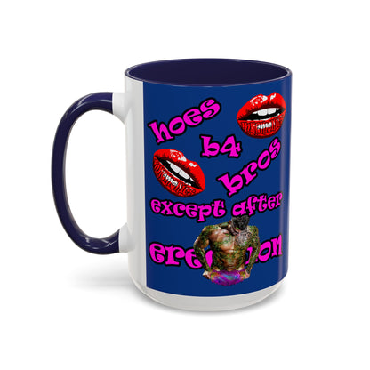 hoes b4 bros - Accent Mug (dark blue)