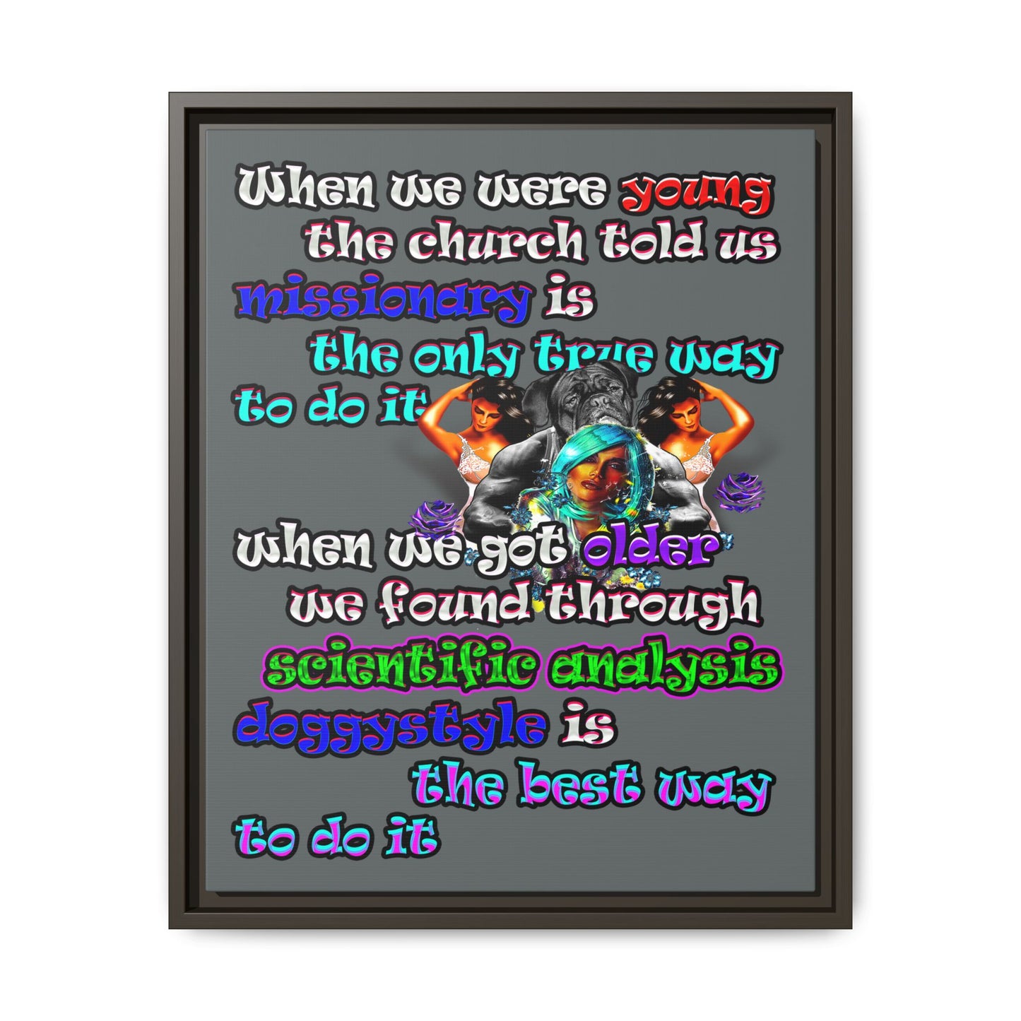 doggystyle - framed canvas art (dark grey)