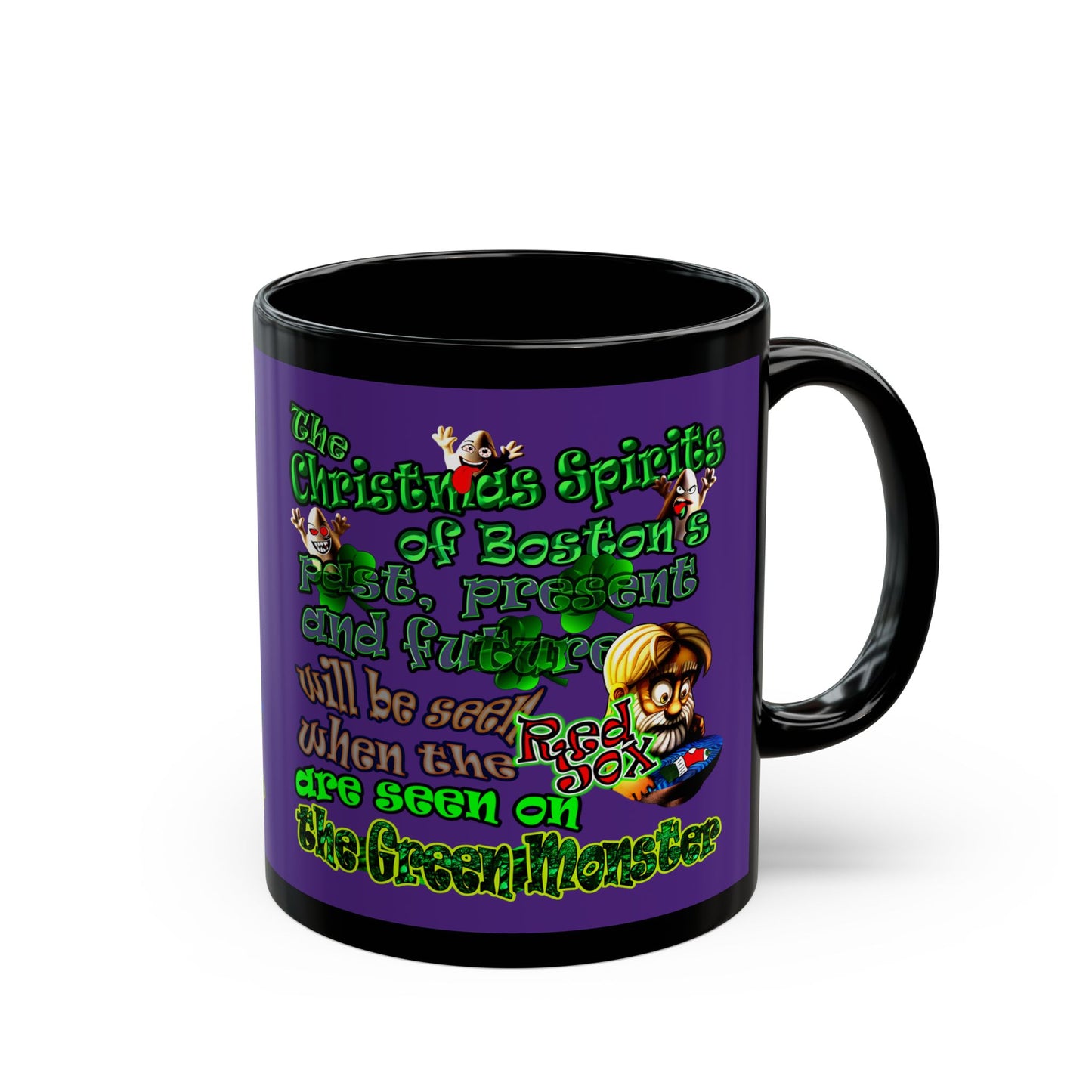 christmas spirits of boston - Black Mug (purple)