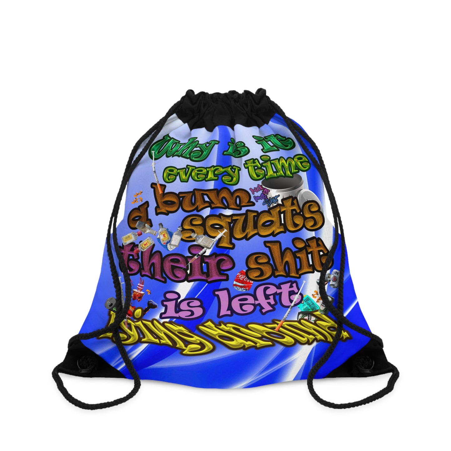 the bum's shit - Drawstring Bag (blue-white wave)